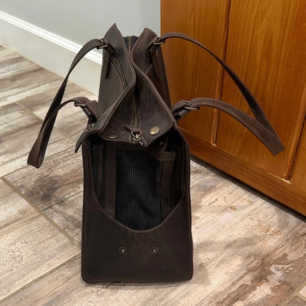 Elegant Brown Leather Pet Purse